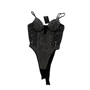 Fashion Nova Curve Rhinestone Bodysuit Size 2X